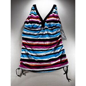 Your Best Look Tankini Top Swimsuit‎ Straps Black Multicolor 18 W NWT Babydoll